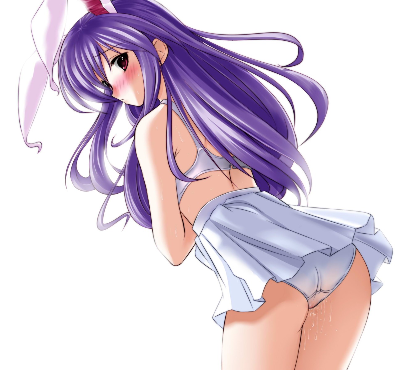 animal_ears bra bunny_ears caidychen pantsu pussy_juice reisen_udongein_inaba touhou