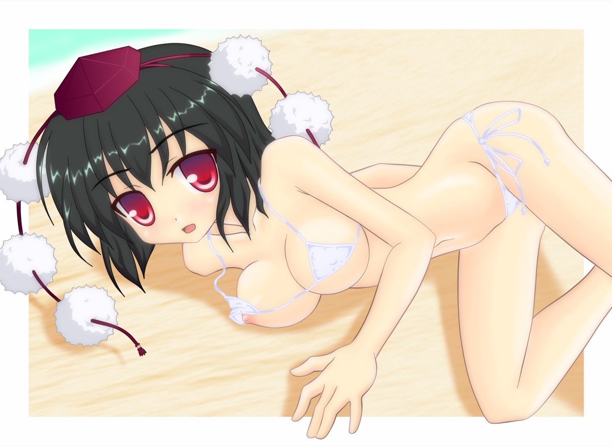 bikini breasts erect_nipples loli nipples noveske_n4 shameimaru_aya swimsuits touhou