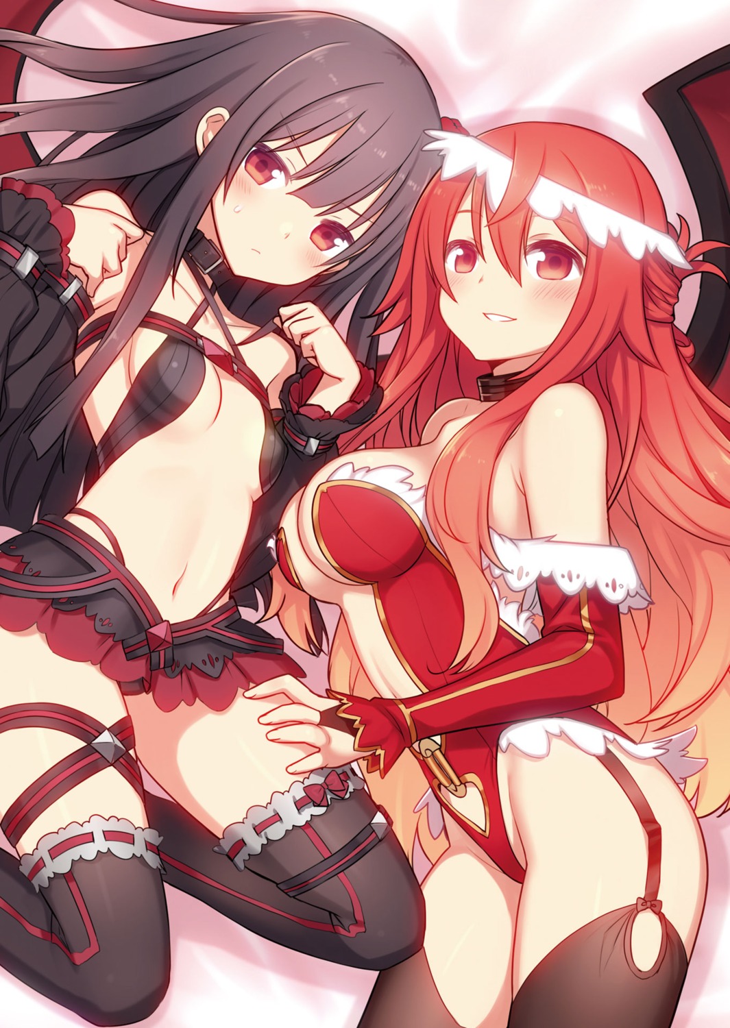 cleavage garter hiraga_matsuri leotard no_bra stockings thighhighs wings