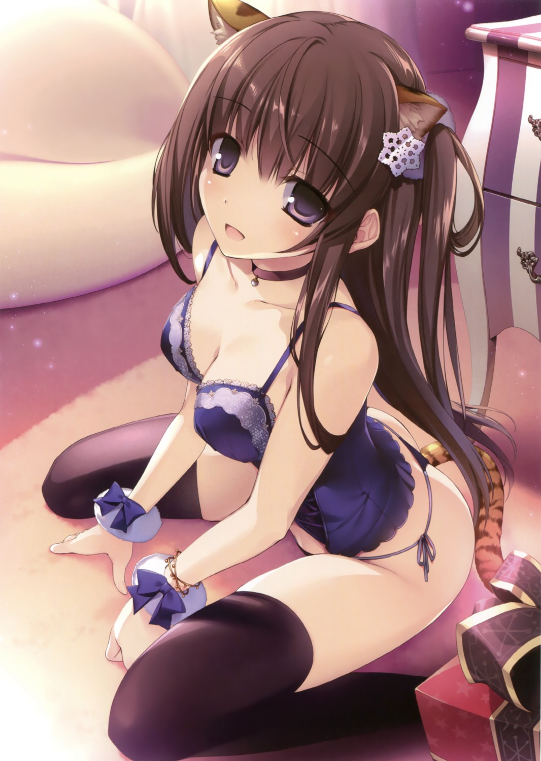 animal_ears cleavage karory lingerie pantsu string_panties tail thighhighs toranoana