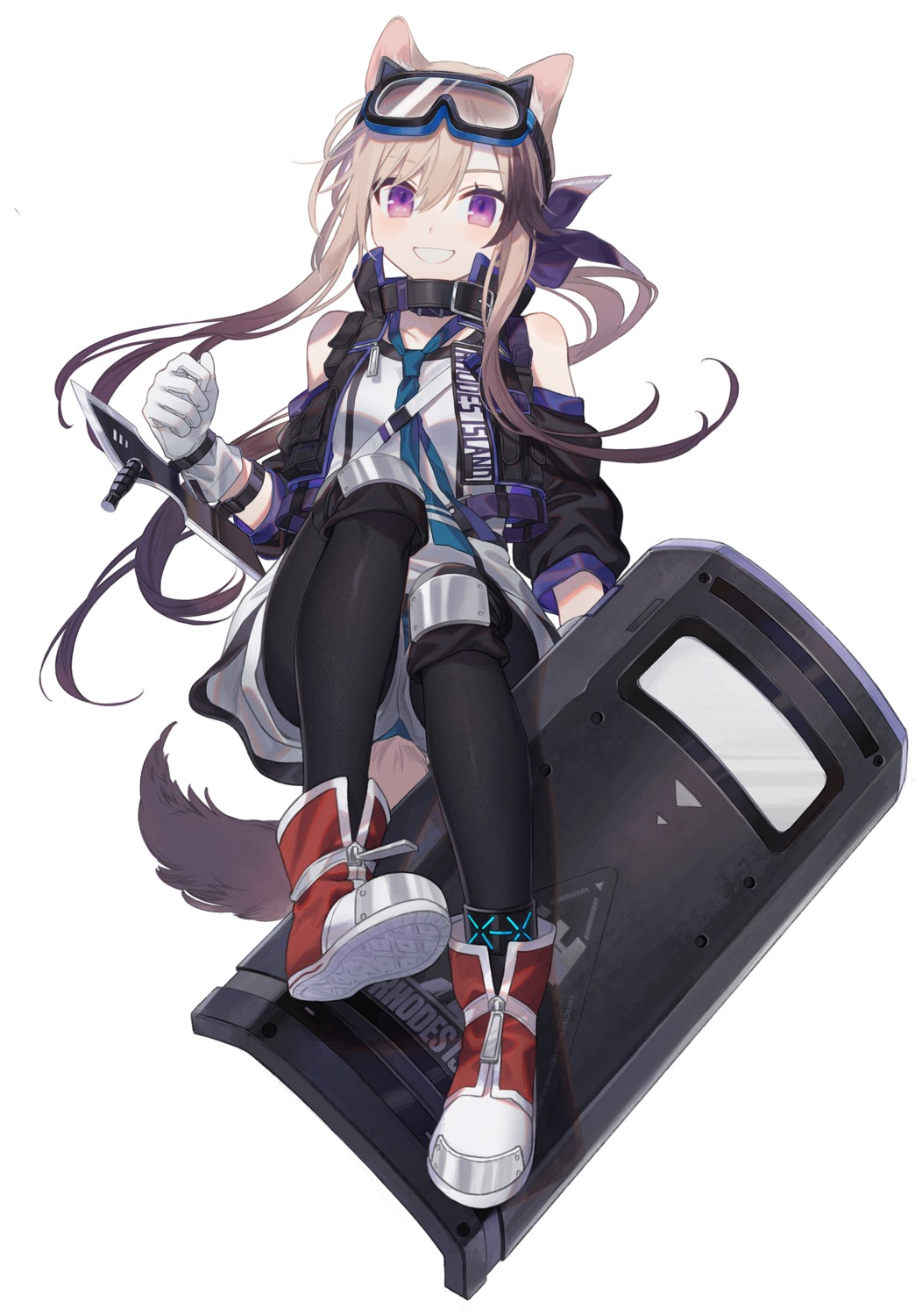 animal_ears arknights cardigan_(arknights) jishaku pantyhose tail