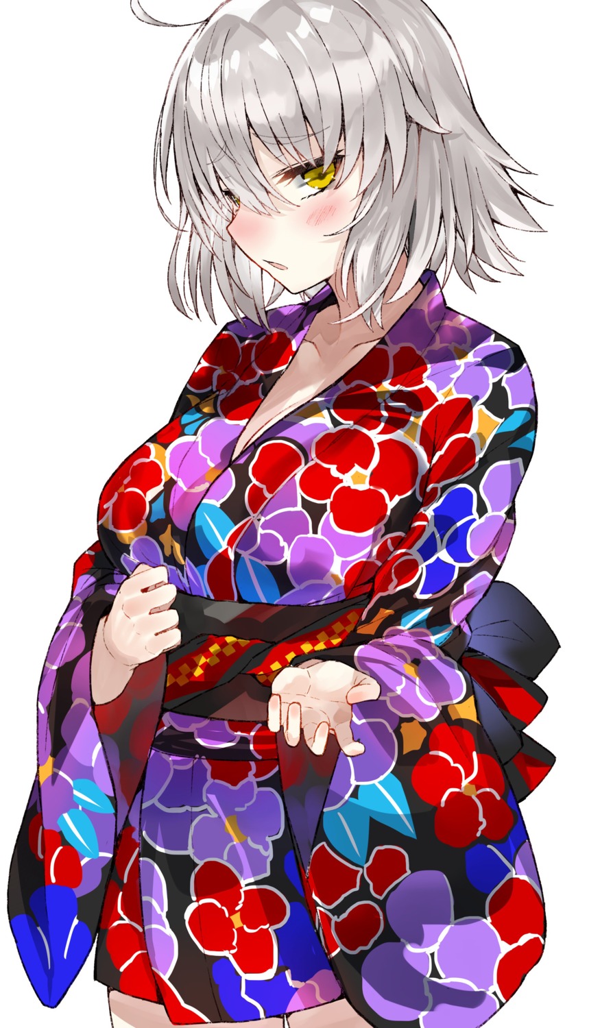 cleavage fate/grand_order jeanne_d'arc jeanne_d'arc_(alter)_(fate) kou_mashiro yukata