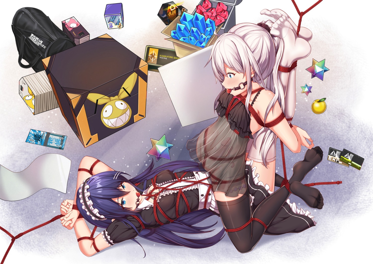 bondage feet lingerie lolita_fashion nopan see_through skirt_lift thighhighs tribadism yiduan_zhu