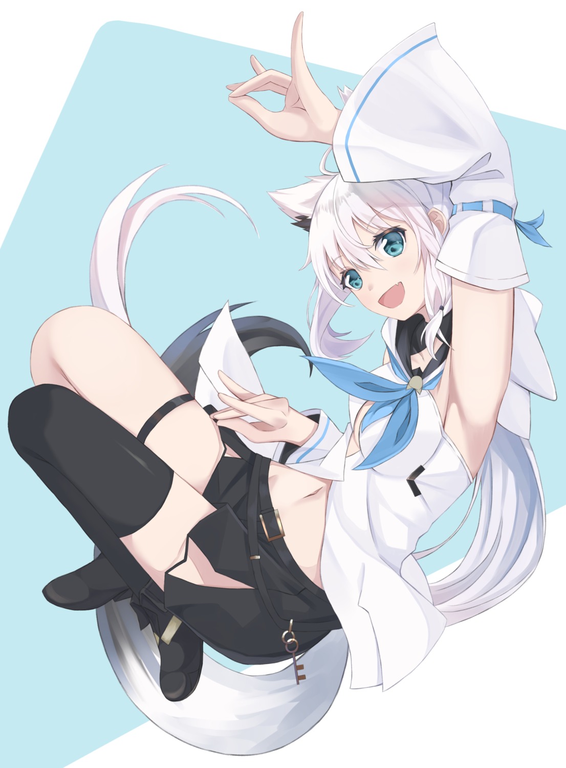 animal_ears garter hololive hololive_gamers kitsune shirakami_fubuki tagme tail thighhighs