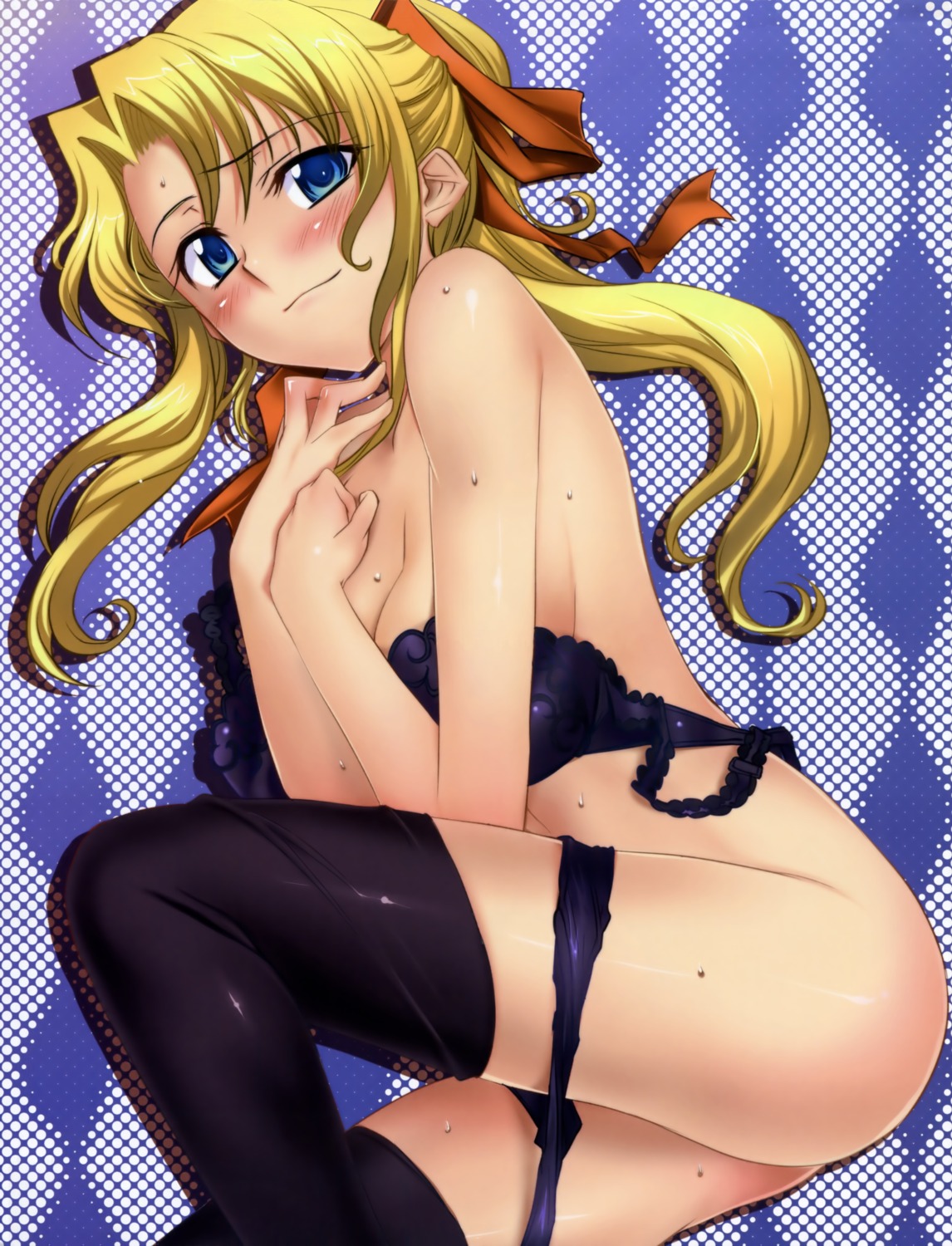 bra breast_hold cleavage fixed pantsu panty_pull tagme thighhighs undressing