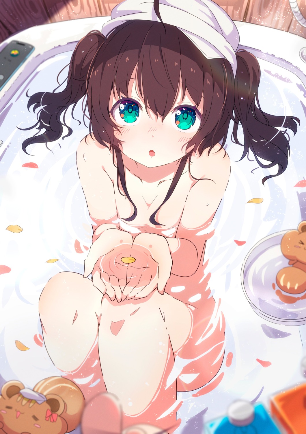 bathing hololive loli naked natsuiro_matsuri okota_mikan wet