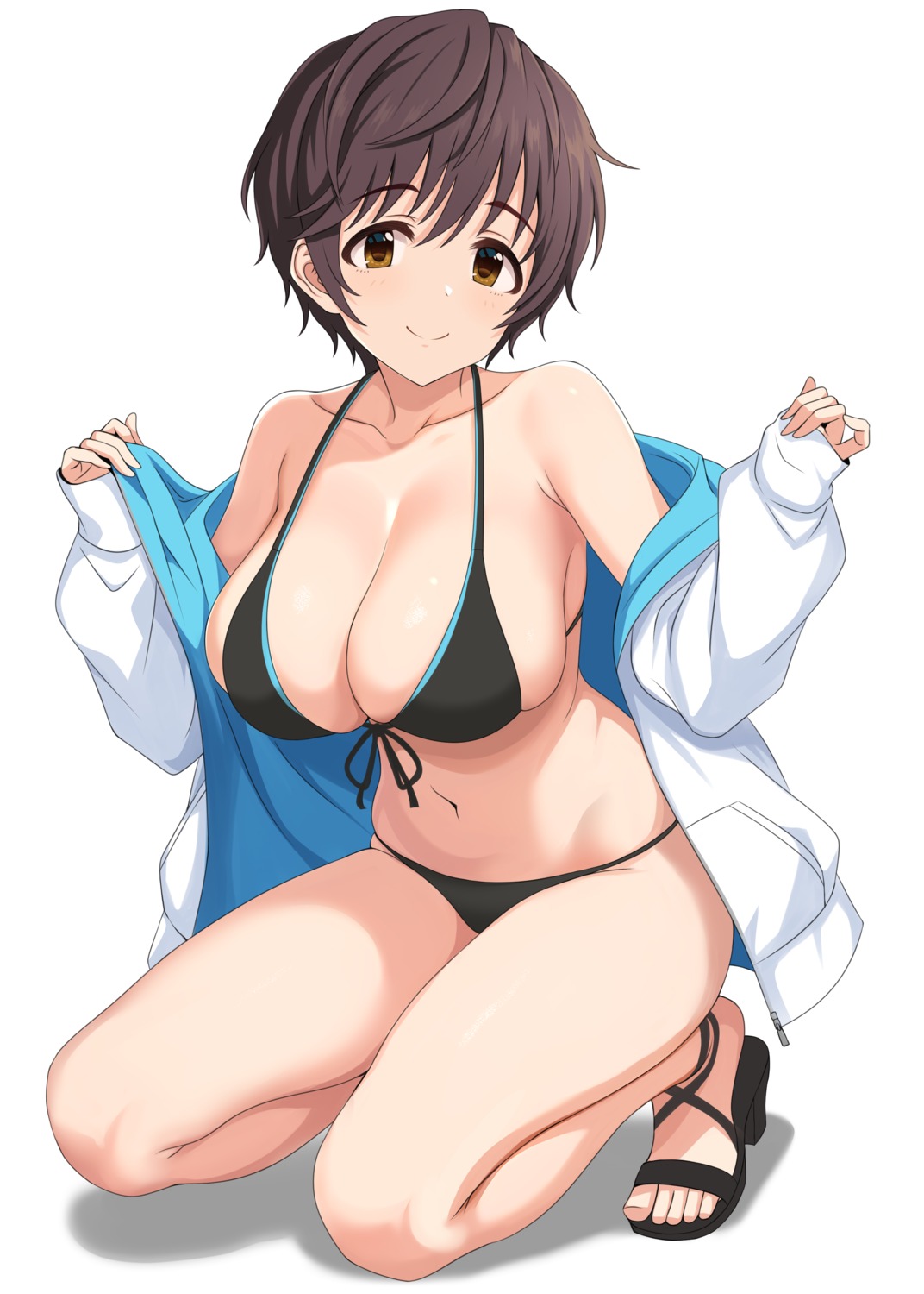 baji_toufuu_(bajitohfu) bikini oikawa_shizuku open_shirt swimsuits the_idolm@ster the_idolm@ster_cinderella_girls