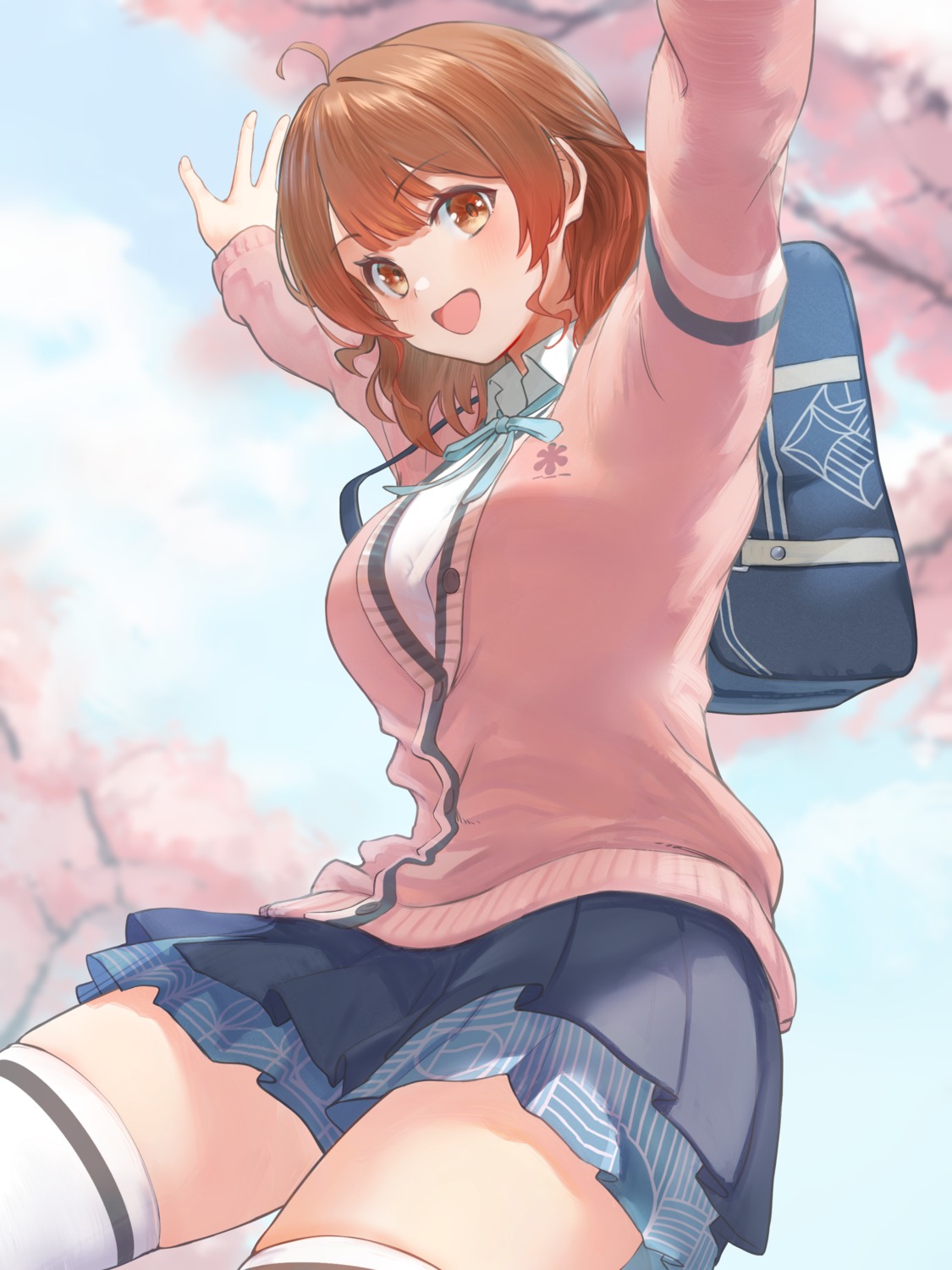 gakuen_idolm@ster hanami_ume marulire seifuku sweater the_idolm@ster thighhighs