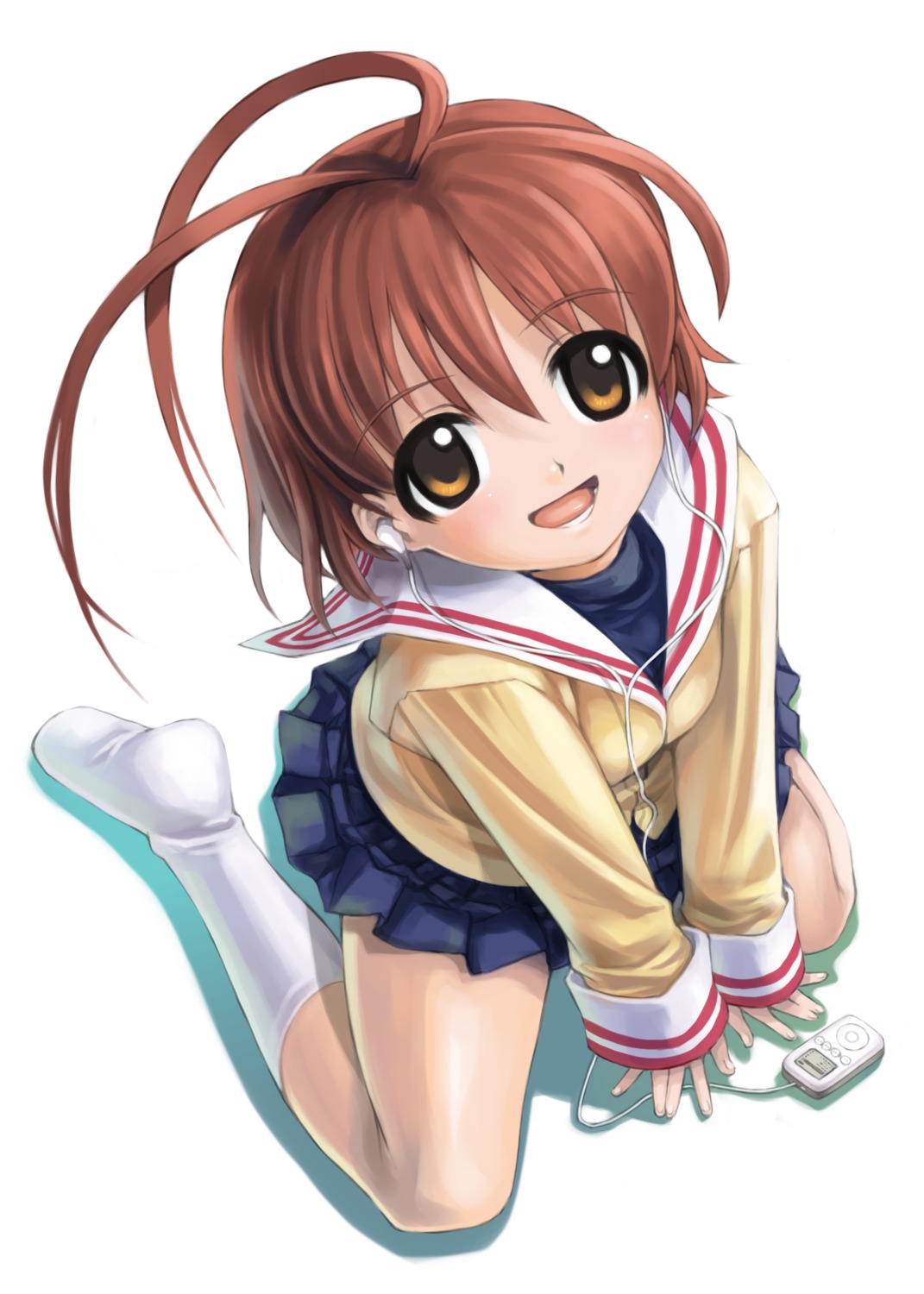 clannad furukawa_nagisa headphones mikazuki_akira seifuku tri-moon!