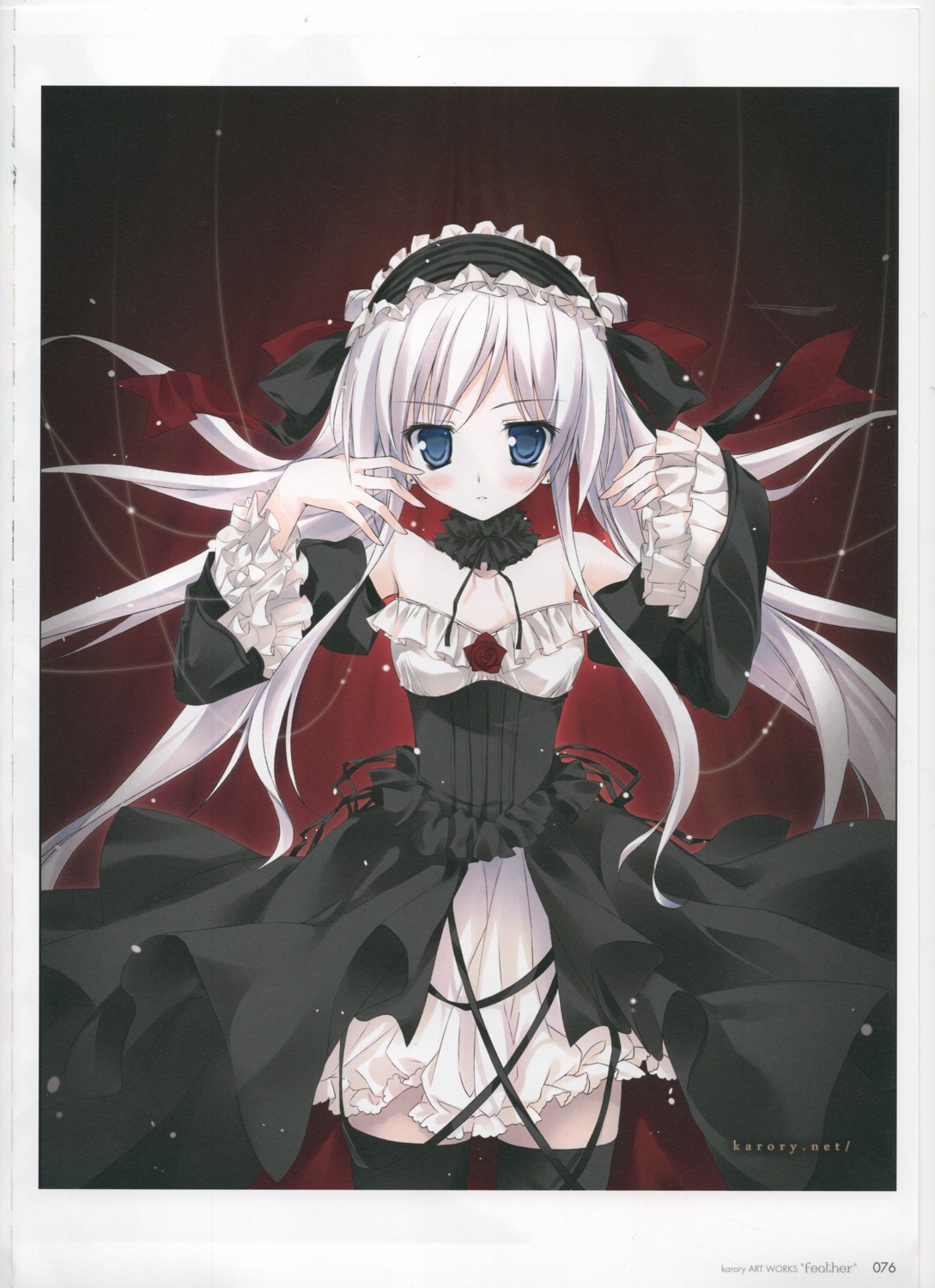 dress gothic_lolita karory lolita_fashion no_bra raw_scan thighhighs