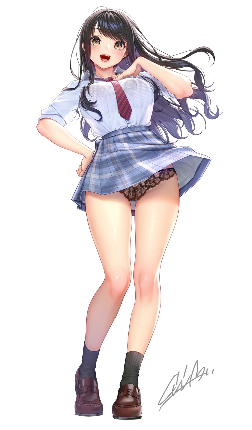 bra masami_chie pantsu see_through seifuku skirt_lift