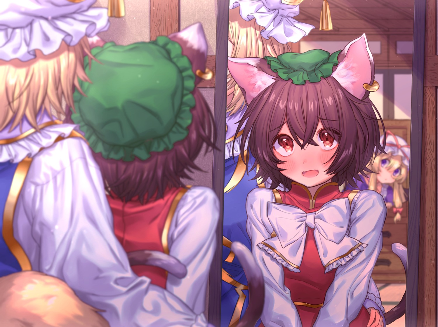 animal_ears chen masanaga_(tsukasa) nekomimi tail touhou yakumo_ran yakumo_yukari