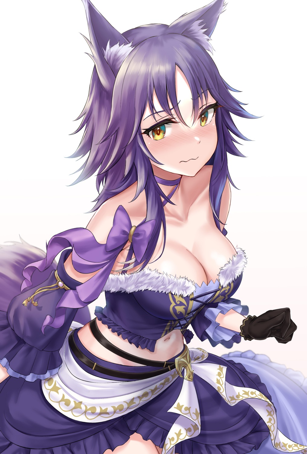 aki_makoto animal_ears cleavage no_bra princess_connect princess_connect!_re:dive rama_(yu-light8) skirt_lift