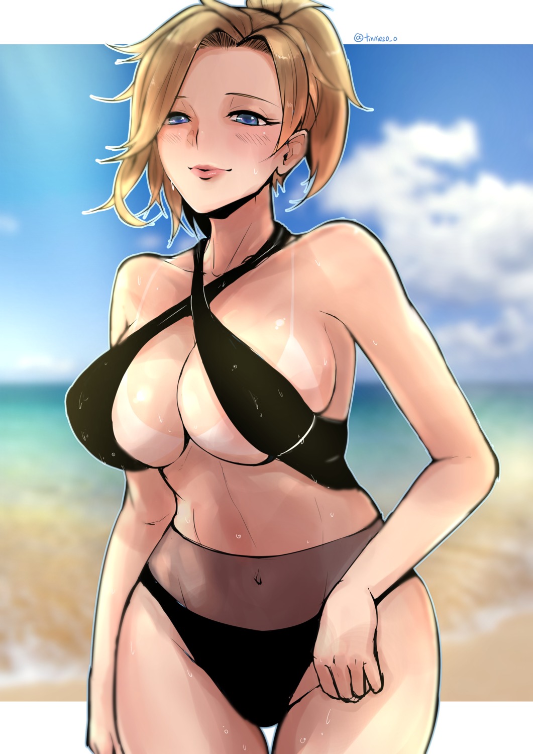 bikini mercy_(overwatch) overwatch see_through swimsuits tan_lines tinnies