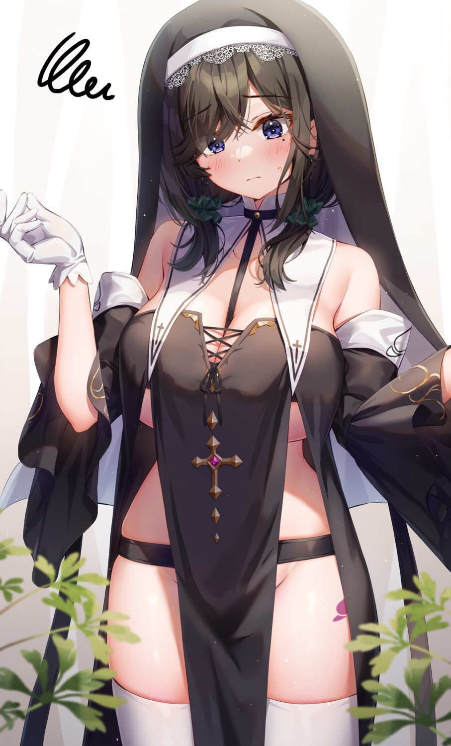 kuria_(clear_trip_second) no_bra nopan nun tattoo thighhighs