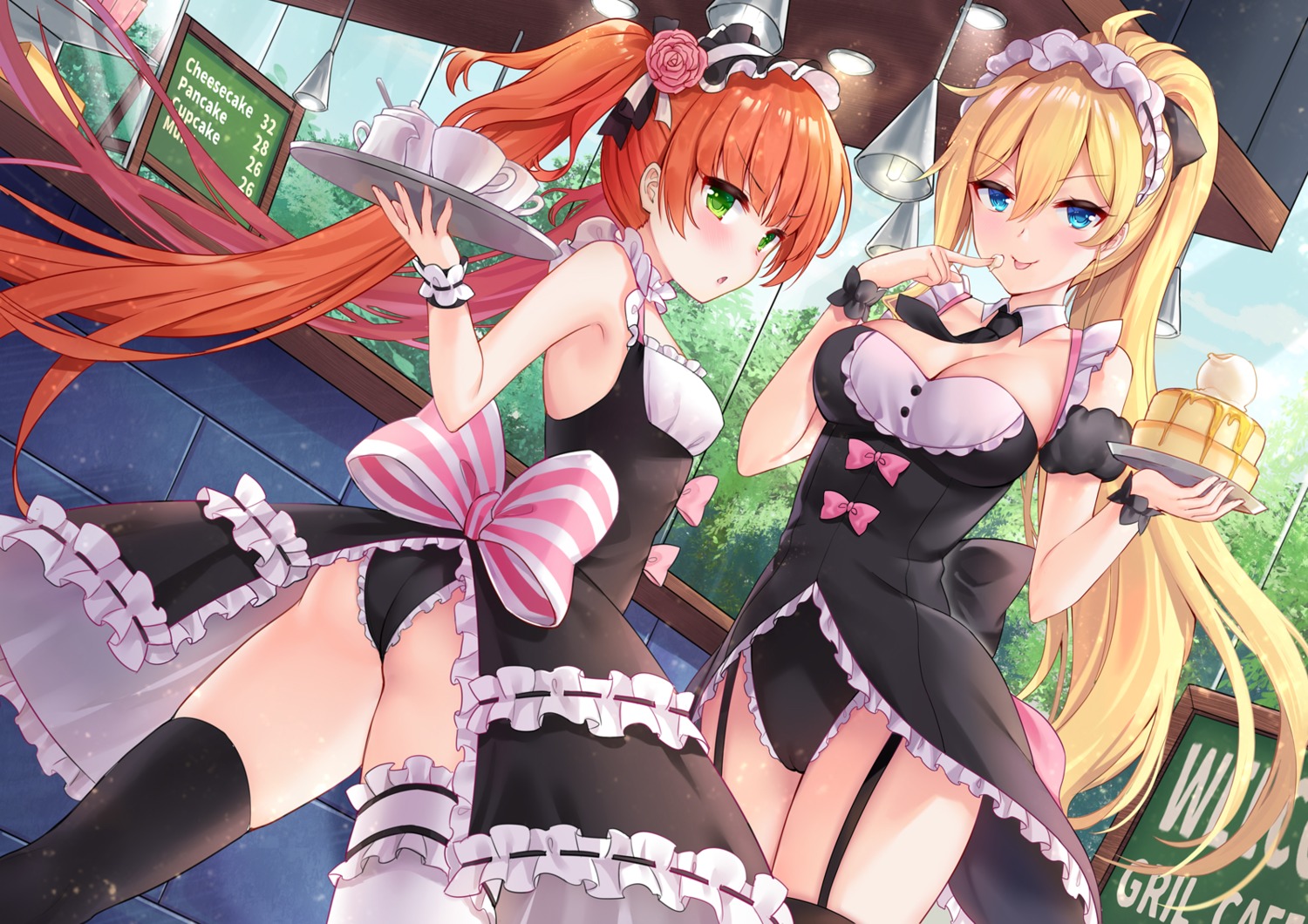 ass cameltoe cleavage garter girl_cafe_gun girl_cafe_gun_ii juno_emmons maid pantsu rococo_(girl_cafe_gun) silveroid stockings thighhighs waitress