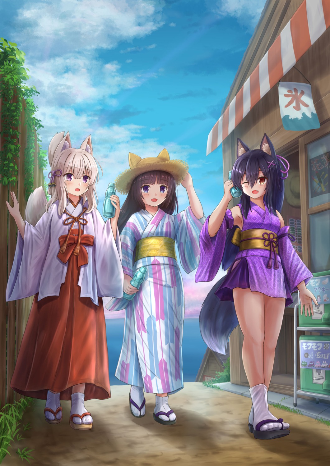 animal_ears iroha_(iroha_matsurika) japanese_clothes kimono kitsune miko tail