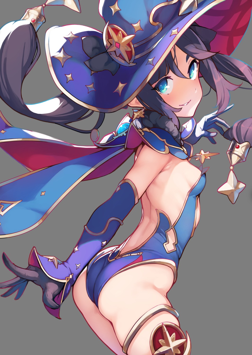 ass ataruman garter genshin_impact leotard mona_megistus no_bra transparent_png witch