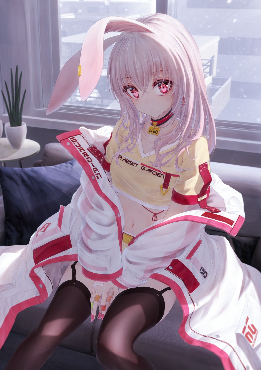 animal_ears bae.c bandaid bunny_ears lirin stockings thighhighs