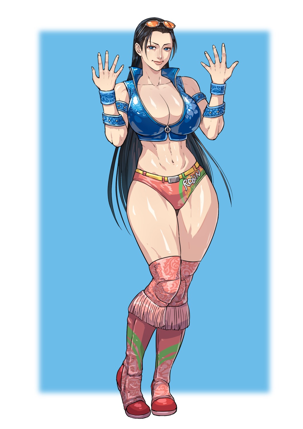 cirenk megane nico_robin no_bra one_piece open_shirt