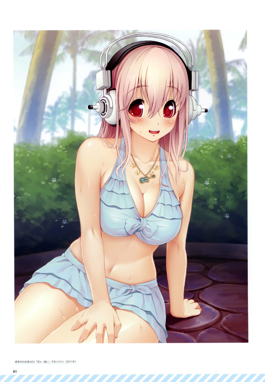 bikini cleavage headphones sonico super_sonico swimsuits tsuji_santa