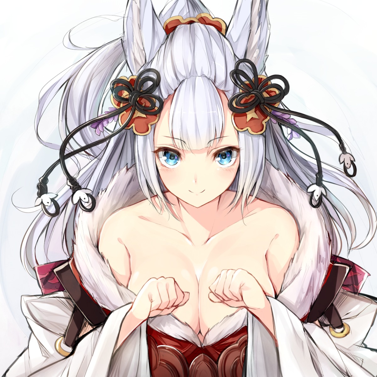 animal_ears cleavage granblue_fantasy no_bra open_shirt oyu_(sijimisizimi) socie_(granblue_fantasy)