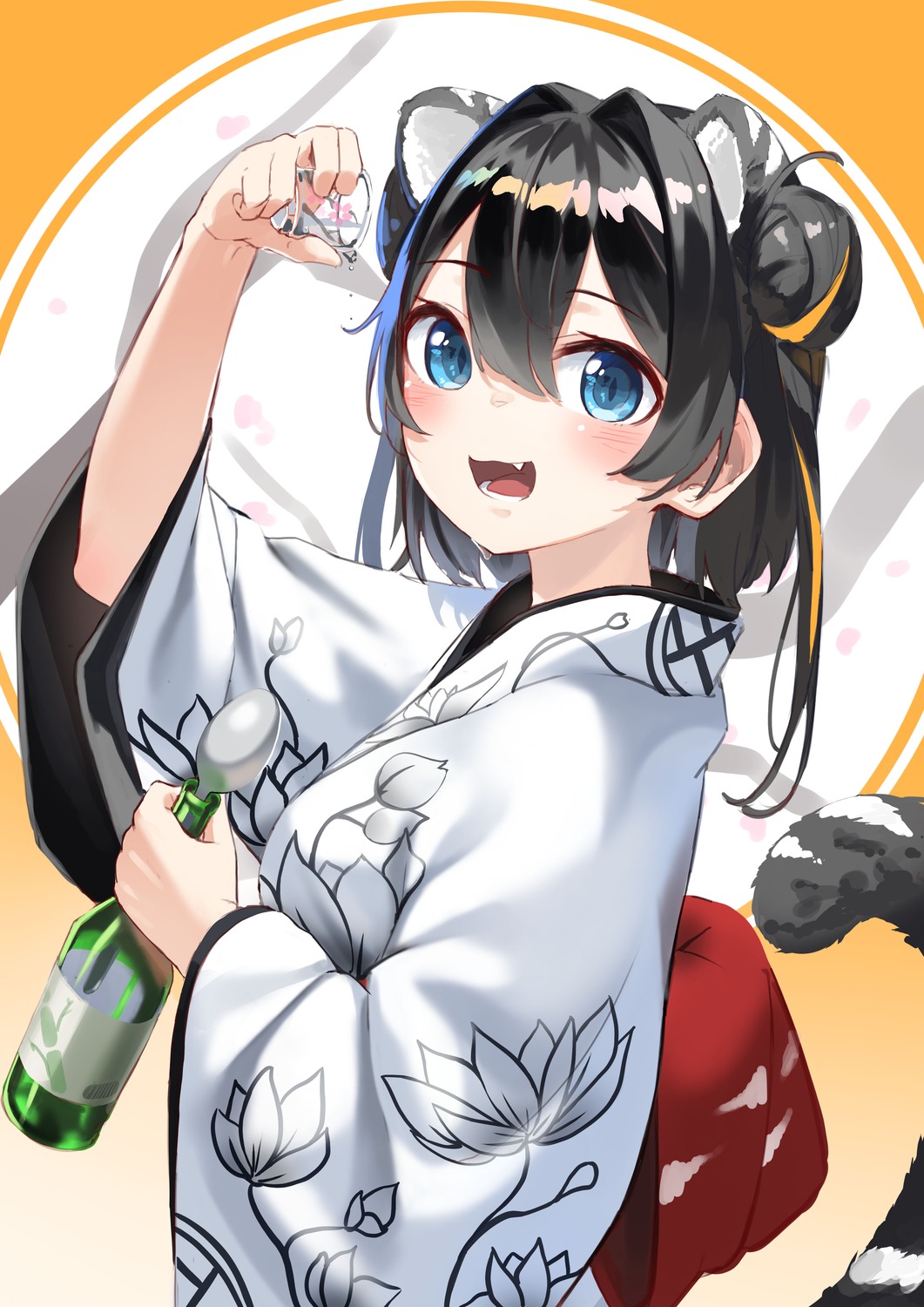 animal_ears kimono sake tail