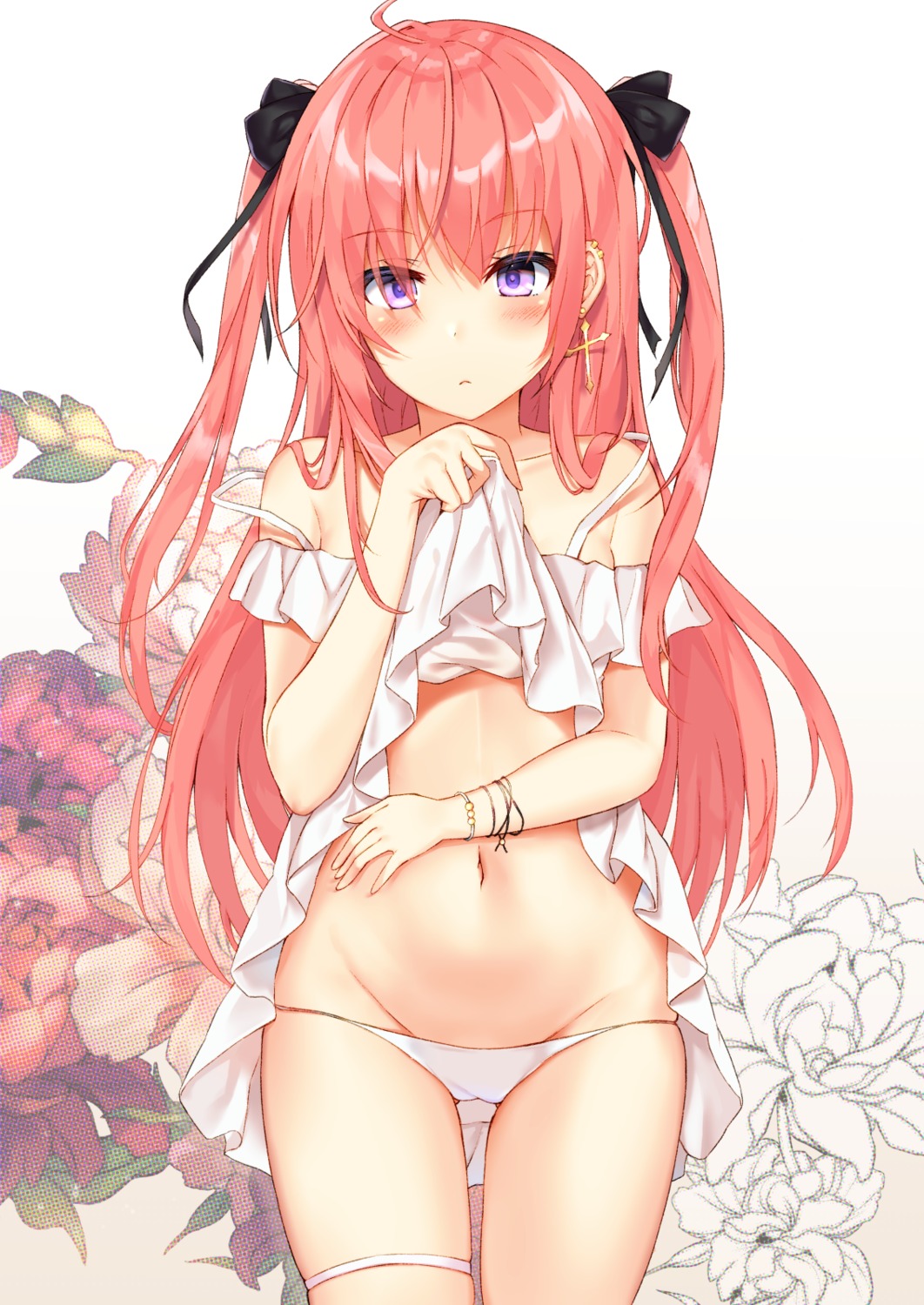 aokabi_(aokabic) cameltoe dress garter no_bra pantsu skirt_lift summer_dress