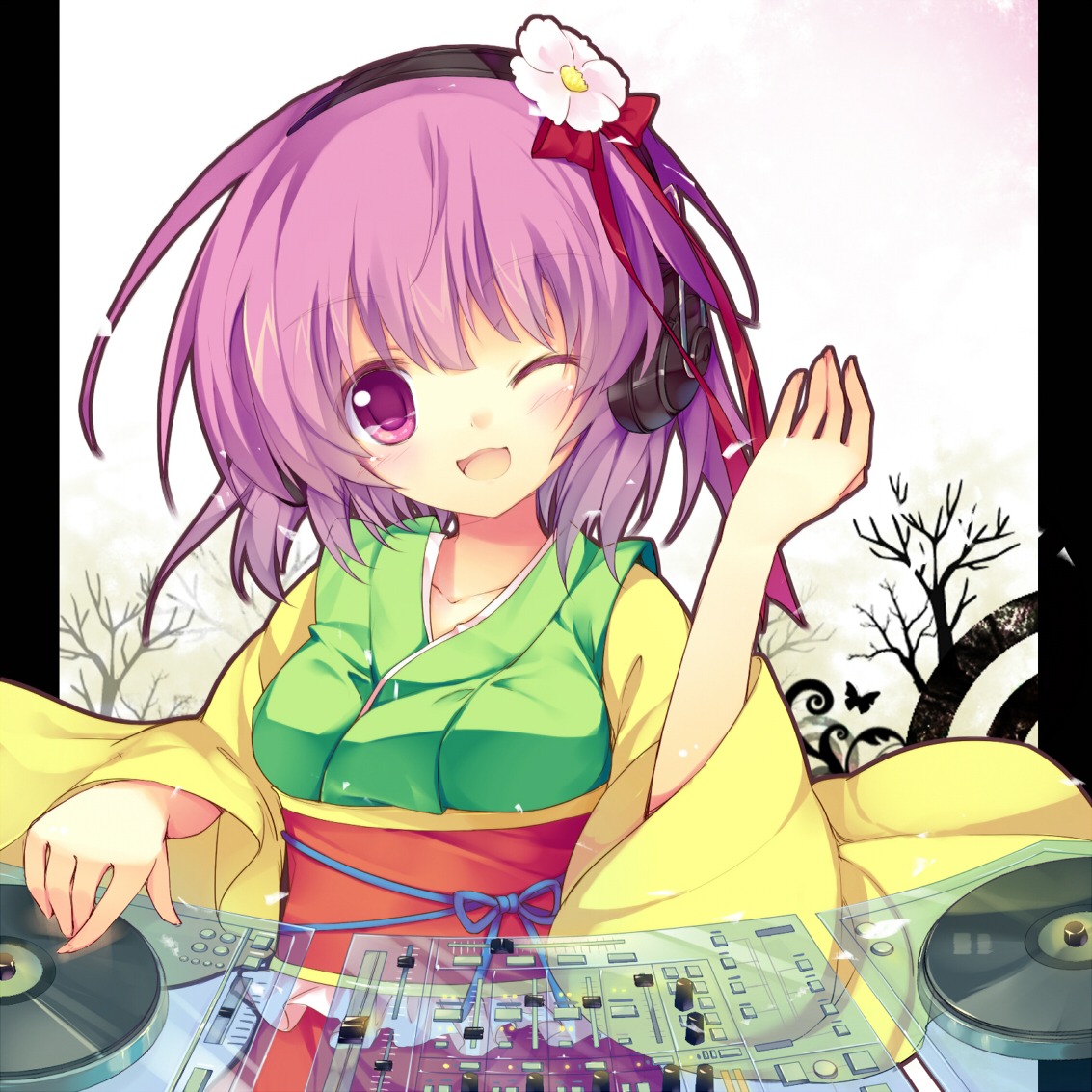 ane_niku headphones hieda_no_akyuu japanese_clothes touhou