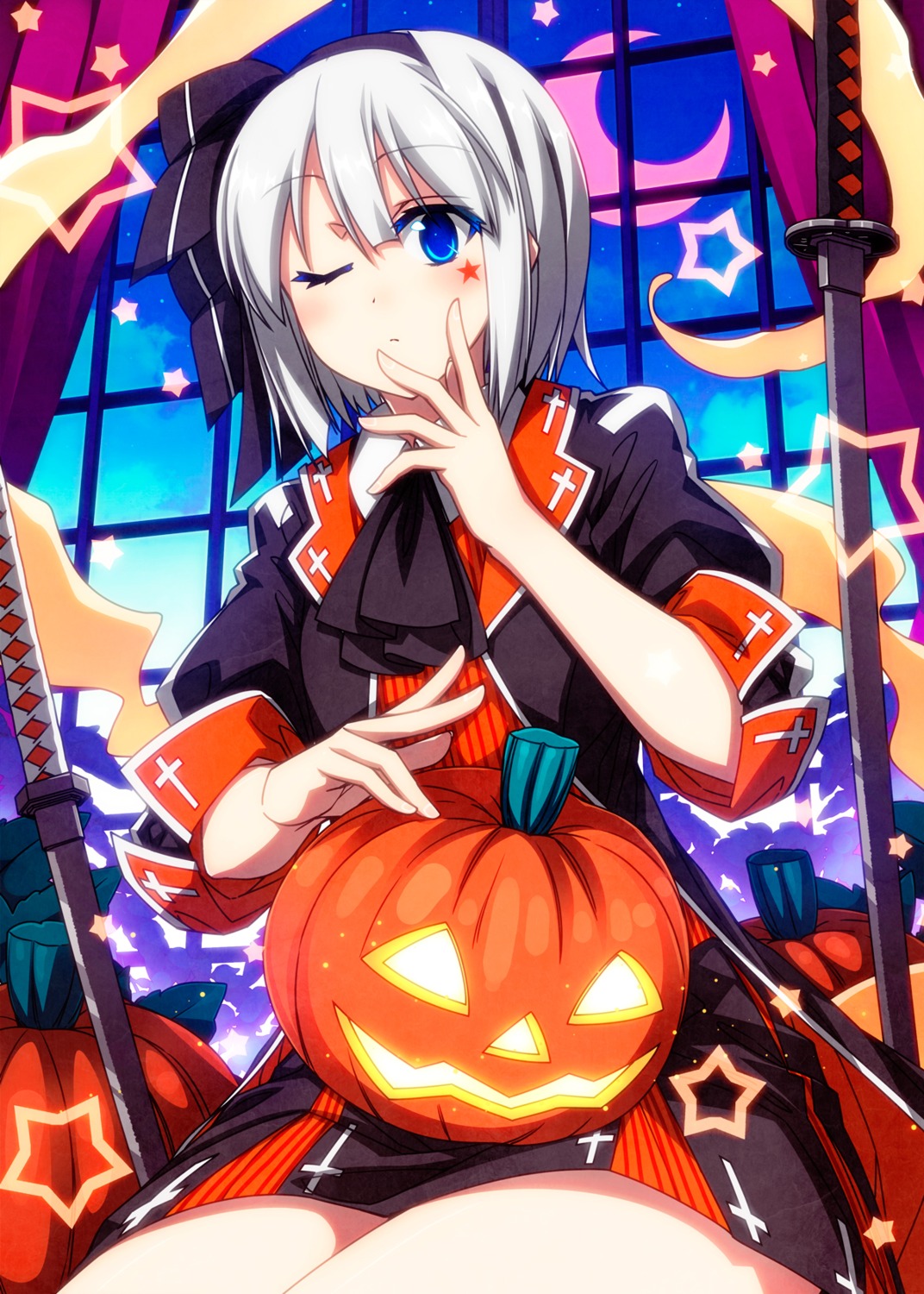 halloween konpaku_youmu myon sazanami_mio sword tattoo touhou