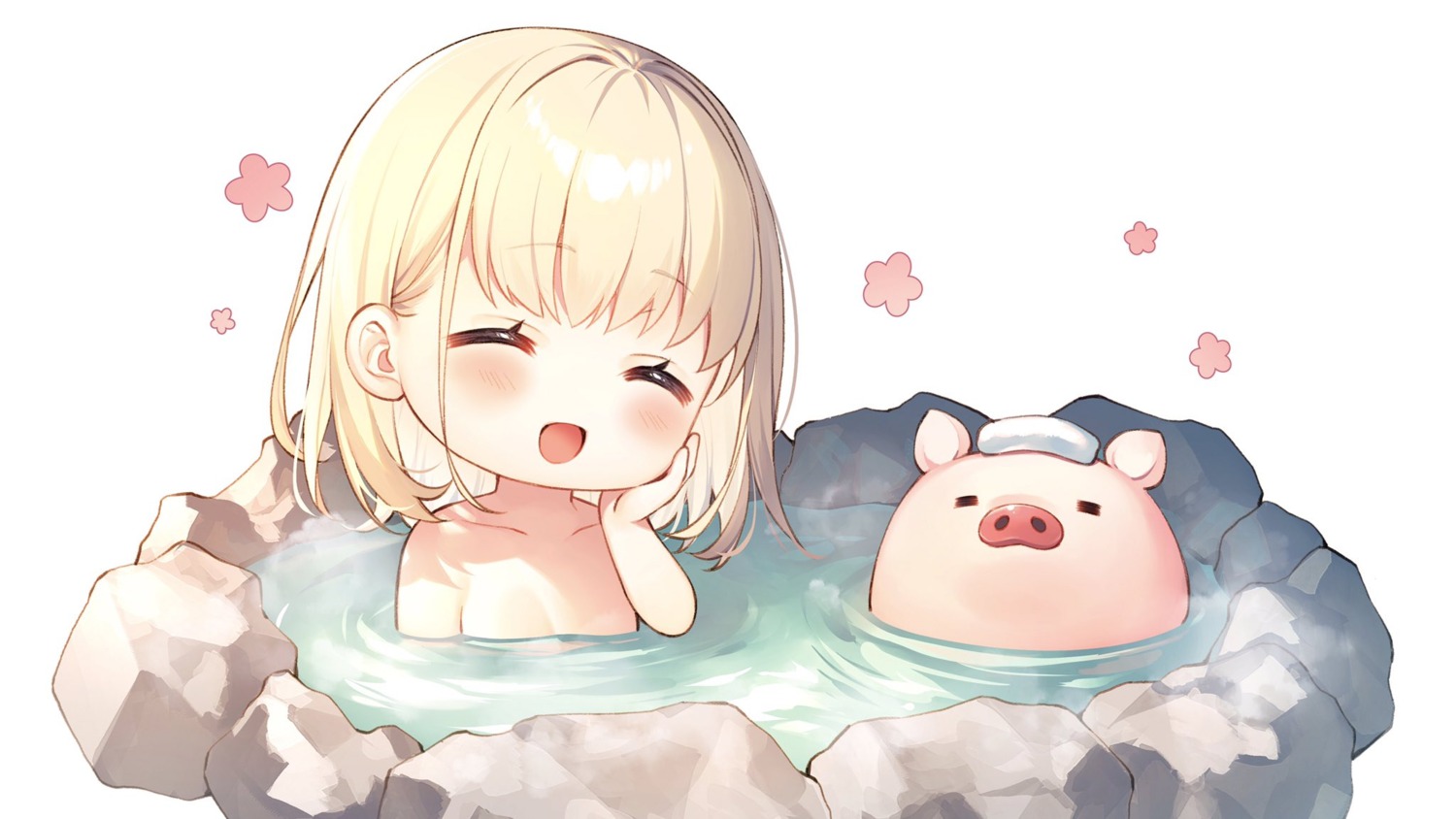 bathing buta_no_liver_wa_kanetsu_shiro chibi jess_yesma onsen toosaka_asagi topless wet