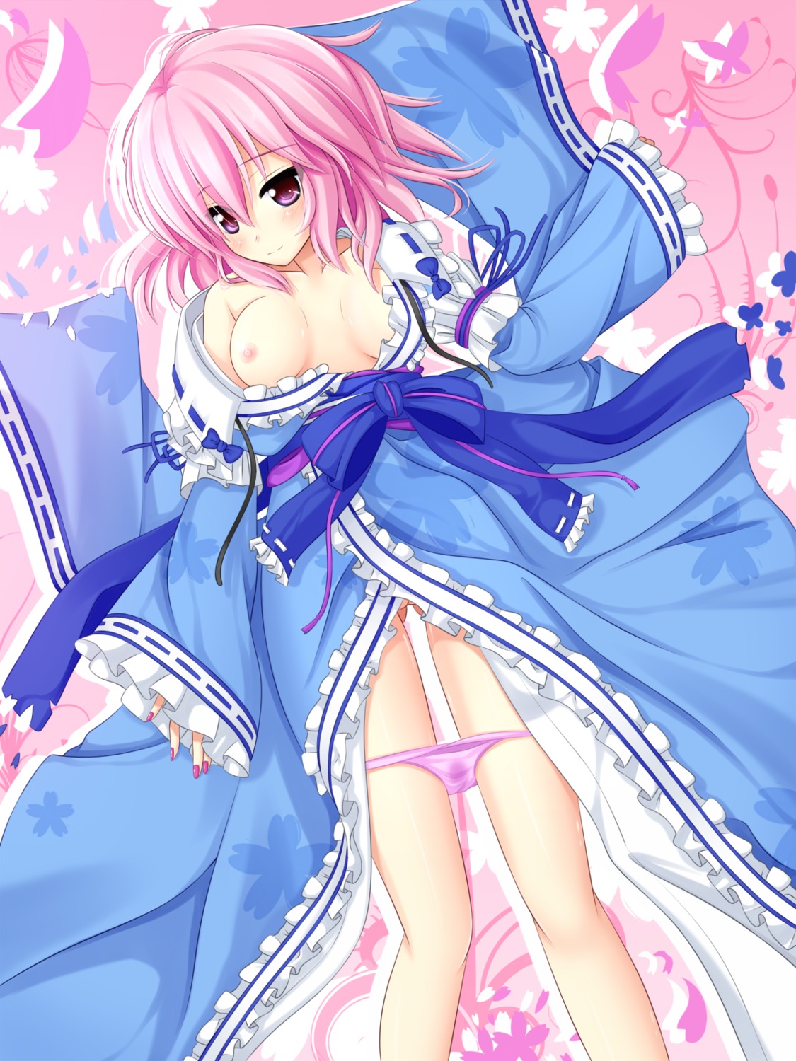 breasts masiroke nipples pantsu panty_pull pussy saigyouji_yuyuko touhou