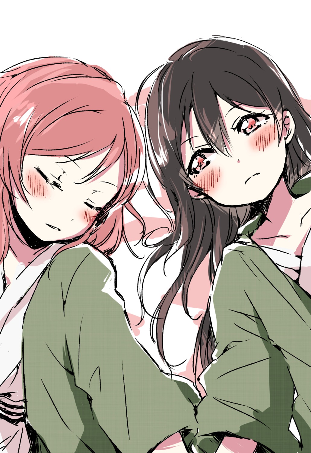 love_live! nishikino_maki udon yazawa_nico yukata yuri