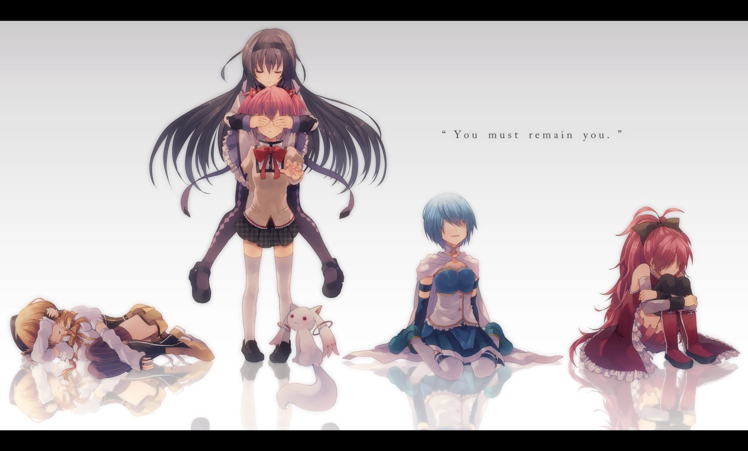 akemi_homura kaname_madoka kyubey miki_sayaka puella_magi_madoka_magica sakura_kyouko shinta_(nana77nana) thighhighs tomoe_mami