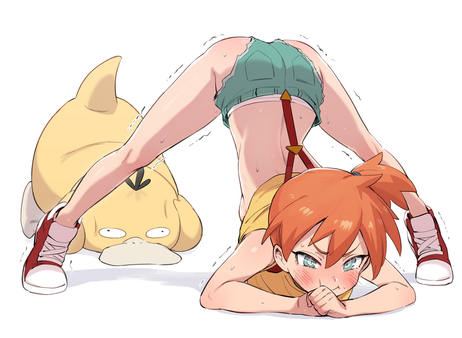 kasumi_(pokemon) no_bra pantsu pokemon pokemon_frlg pokemon_rgby shirt_lift toku_(ke7416613)