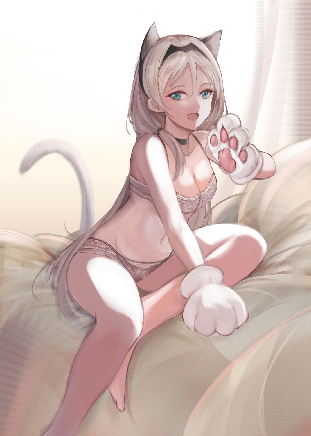 an-94_(girls_frontline) animal_ears bra girls_frontline kananote nekomimi pantsu tail