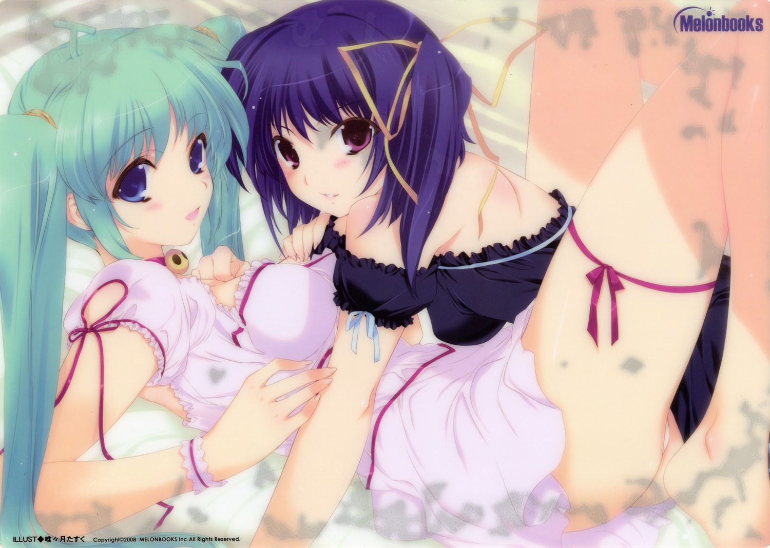 black_lemon-chan garter iizuki_tasuku lingerie melon-chan melonbooks pantsu scanning_dust screening yuri