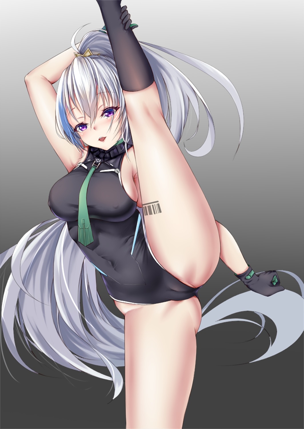 _kana_(artist) cameltoe ephnel erect_nipples leotard soul_worker tattoo