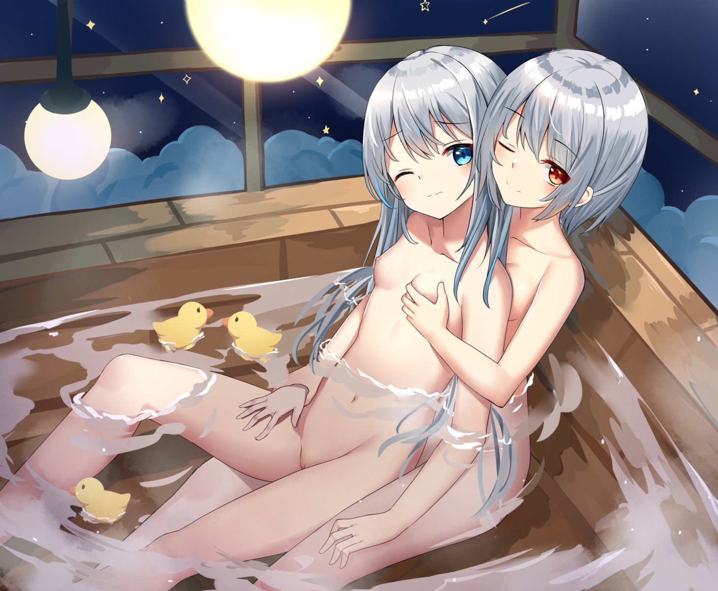 bathing breast_grab loli naked nipples pussy sakutaishi uncensored wet yuri