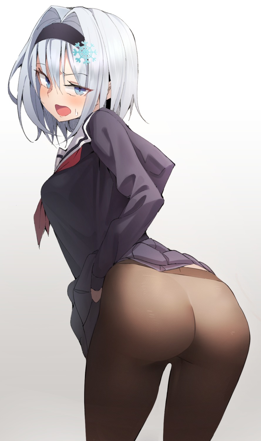 ass k_pring nopan pantyhose ryuuou_no_oshigoto! seifuku skirt_lift sora_ginko