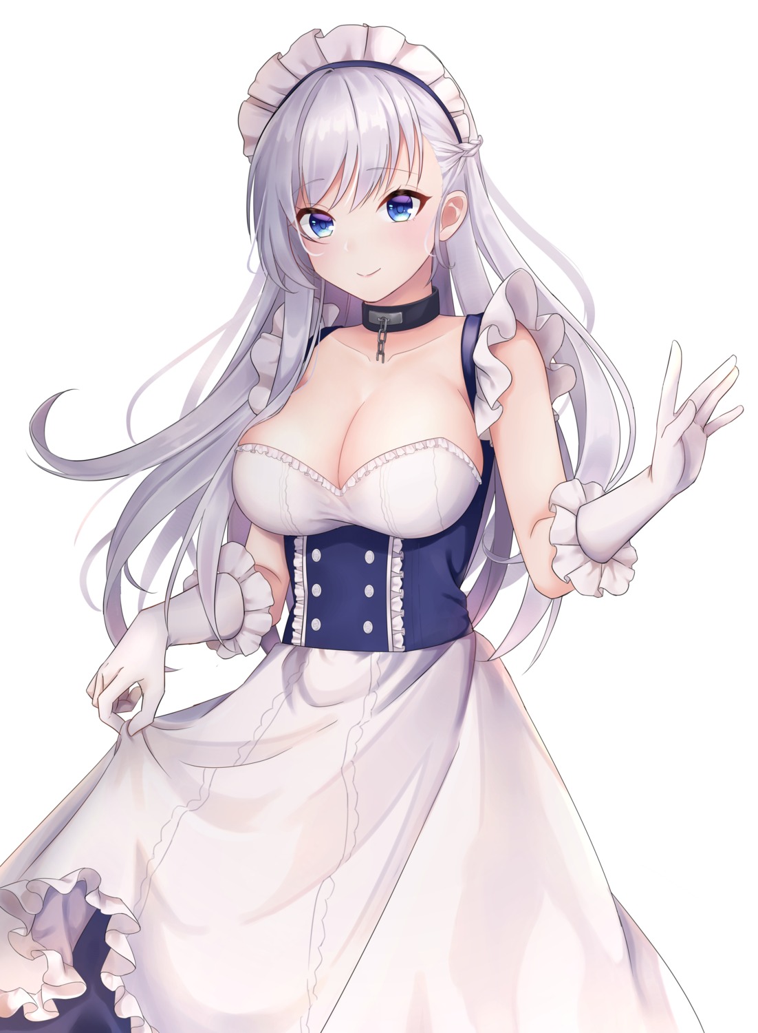 azur_lane belfast_(azur_lane) cleavage jyu-so maid no_bra