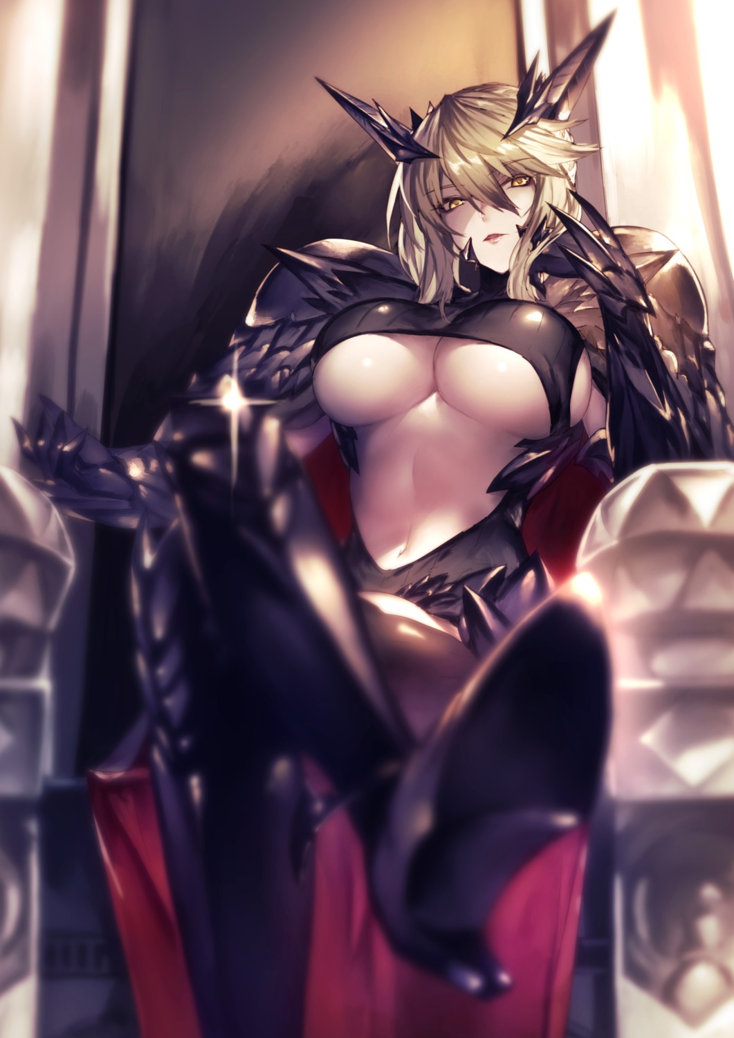 armor artoria_pendragon_alter_(fate/grand_order) fate/grand_order genyaky heels horns underboob