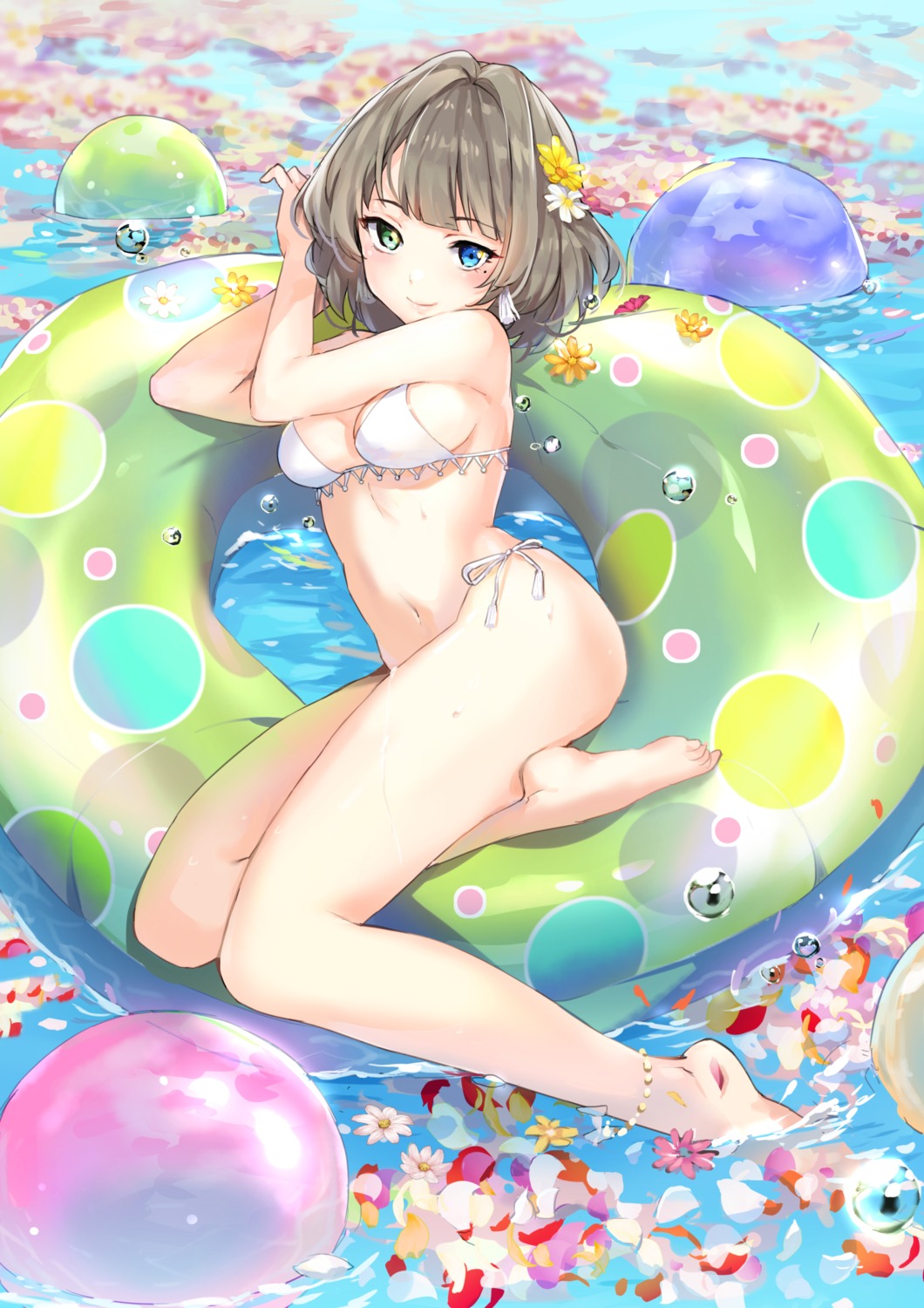 bikini cleavage heterochromia sheska_xue swimsuits takagaki_kaede the_idolm@ster the_idolm@ster_cinderella_girls wet