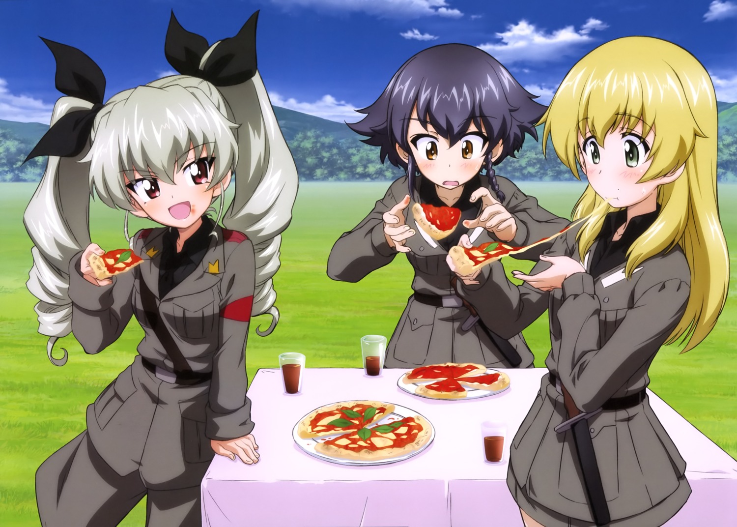 anchovy carpaccio girls_und_panzer pepperoni sugimoto_isao uniform weapon
