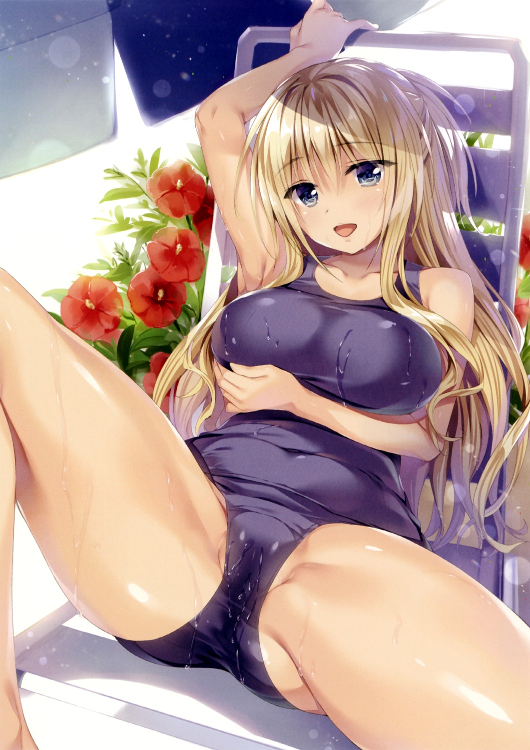 breast_hold cameltoe oryou school_swimsuit screening swimsuits wet