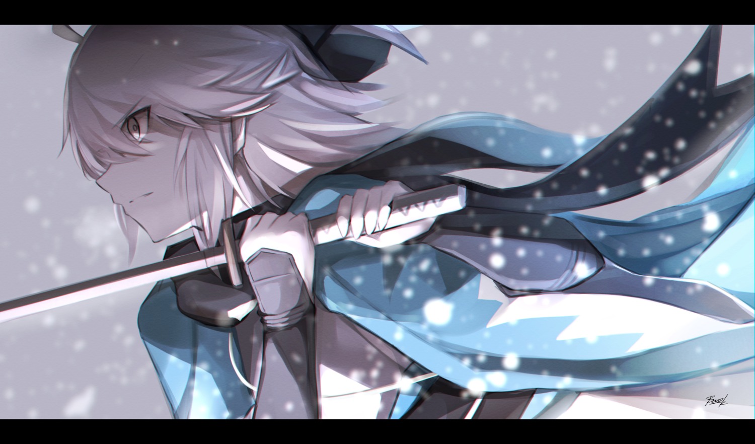 bee_doushi fate/grand_order japanese_clothes okita_souji_(fate) sword