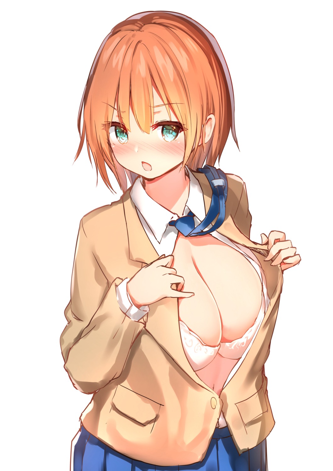 bra cleavage open_shirt seifuku sune_(mugendai) undressing