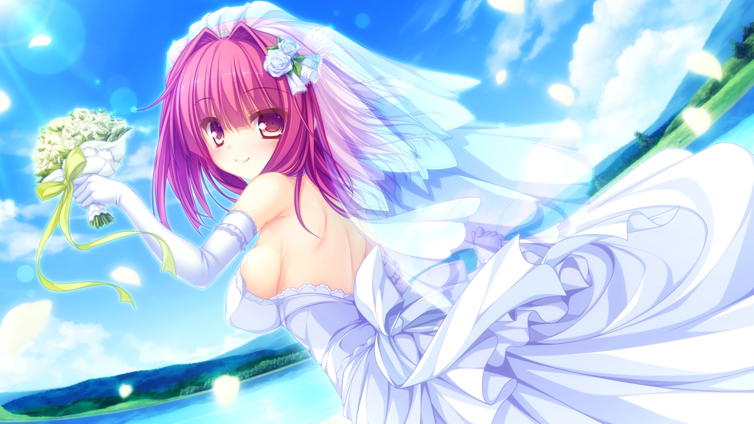 dress game_cg kujiragami_no_tearstilla mikagami_mamizu narumi_marine wedding_dress whirlpool