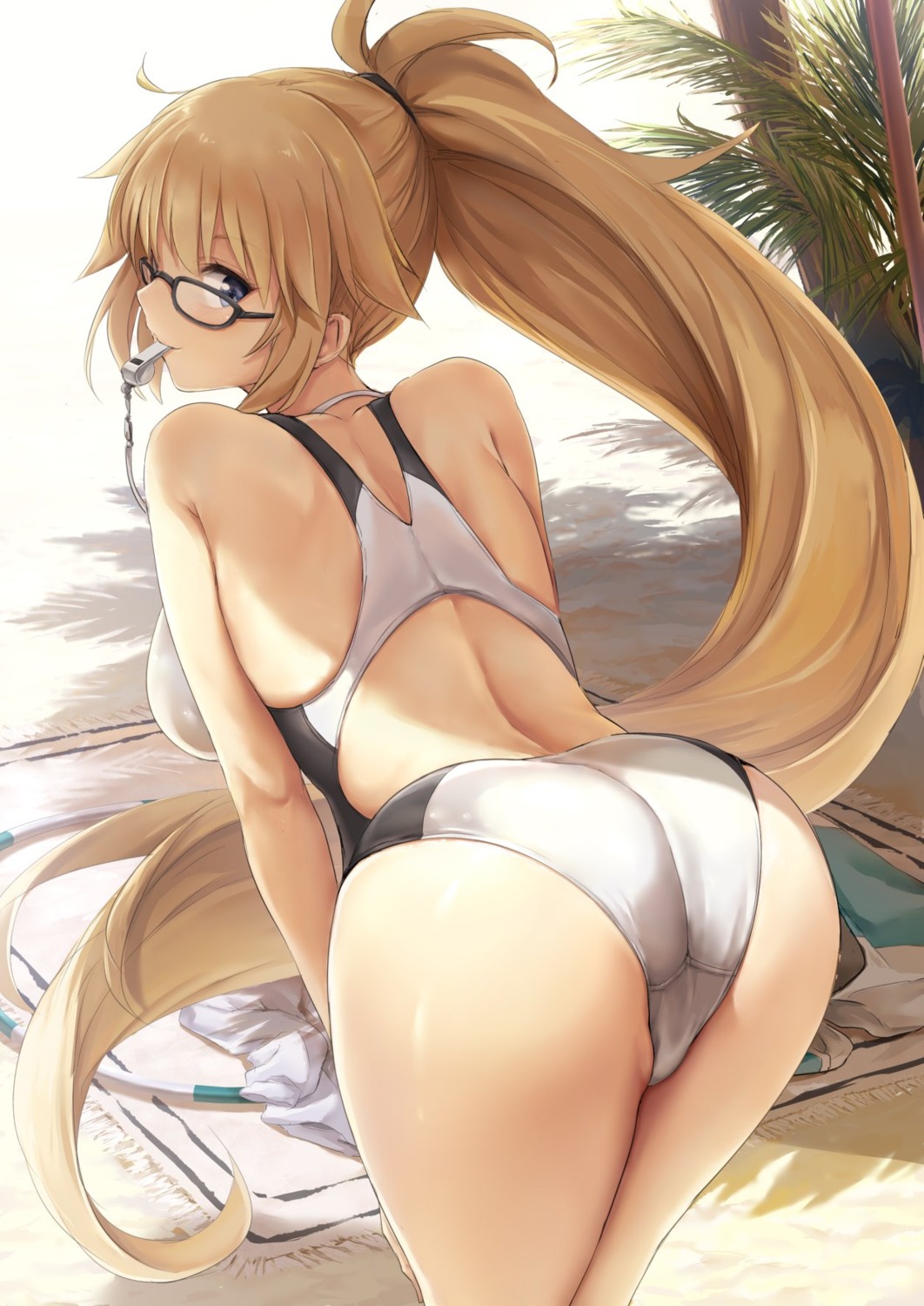 akita_hika ass fate/grand_order jeanne_d'arc jeanne_d'arc_(fate) megane swimsuits