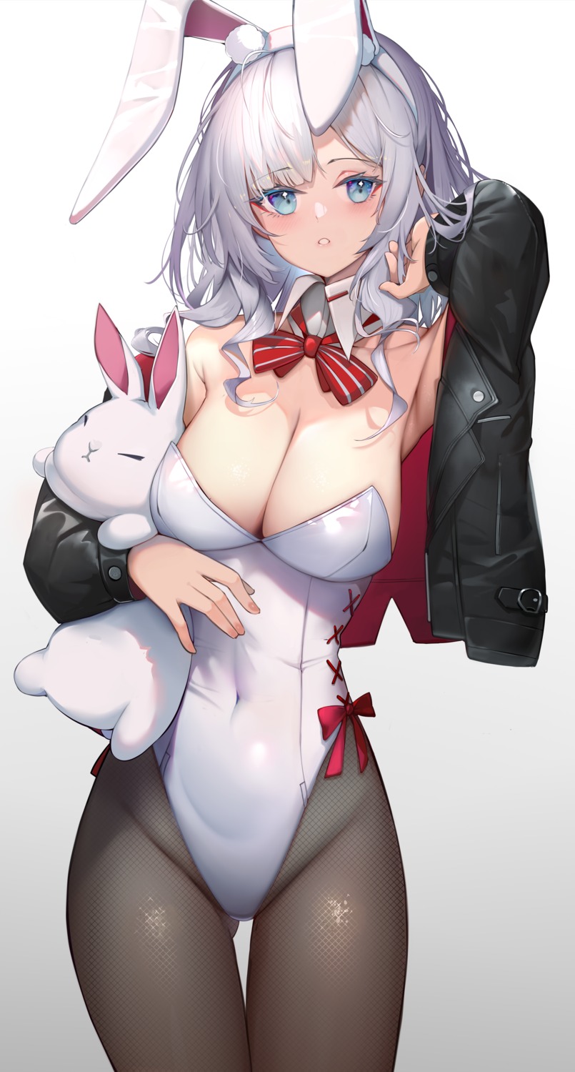 animal_ears bunny_ears bunny_girl no_bra pantyhose shimanun